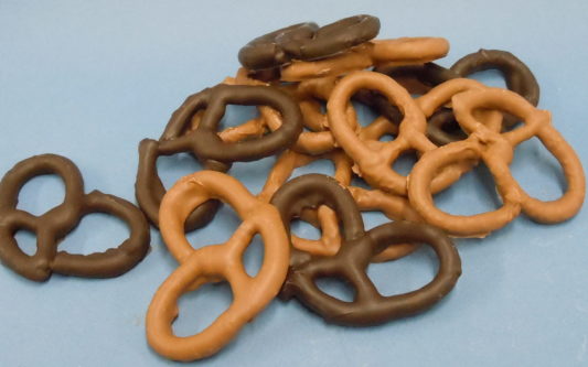 Yummy chocolate covered pretzel rings