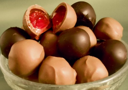 juicy cherry cordials in rich chocolate
