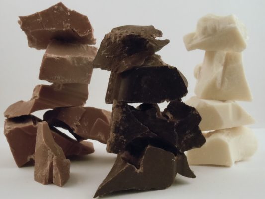 delicious rough cut chunks of various chocolate varieties