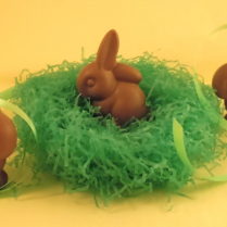 adorable little chocolate bunnies in a nest
