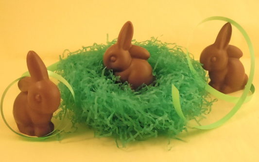 adorable little chocolate bunnies in a nest