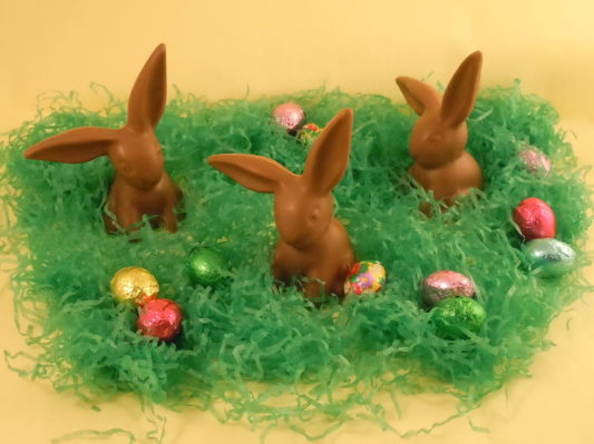 flop-eared chocolate Easter bunnies