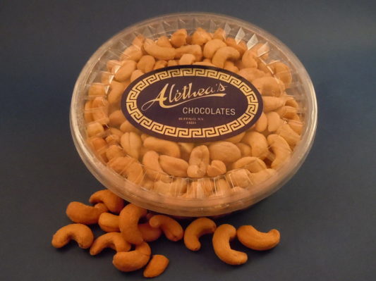 Clear gift box of colossal roasted cashews