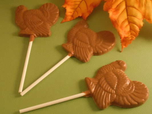 solid milk chocolate turkey shaped pop