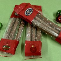 holiday decorated 3 pack of confetti sprinkled pretzel rods