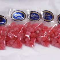 little clear bags of red jelly hearts