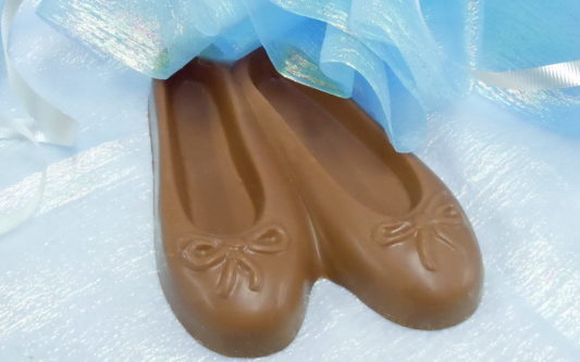Beautiful pair of milk chocolate ballet slippers