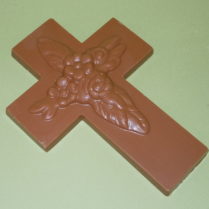 Beautiful floral embossed cross molded from premium chocolate