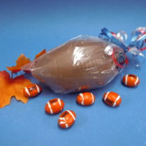 Large chocolate football & bite sized foiled footballs