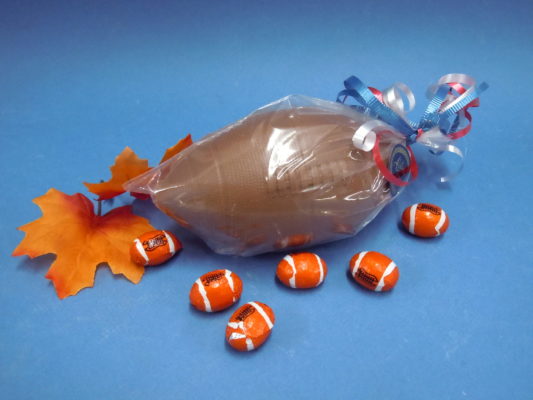 Large chocolate football & bite sized foiled footballs