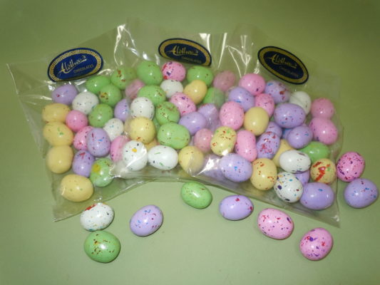 Colorful malted milk chocolate Eastereggs