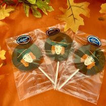 Royal Icing Halloween Witches on round chocolate pops