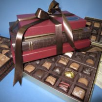 handsome gift tower of gourmet chocolates