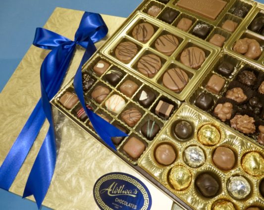 Fabulous gift box displaying gourmet chocolate confections