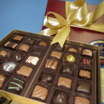 luxurious gift box of gourmet chocolates