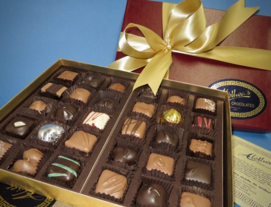 luxurious gift box of gourmet chocolates