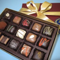 beautiful gift box of gourmet chocolate truffles