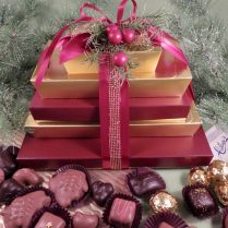 Elegant Holiday Gift Tower of gourmet Chocolates