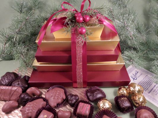 Elegant Holiday Gift Tower of gourmet Chocolates