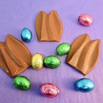 Chocolate Bunny Ears and foiled chocolate eggs