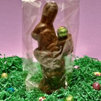 Chocolate rabbit decorated for Easter