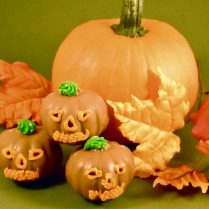 Hand decorated chocolate jack o lanterns