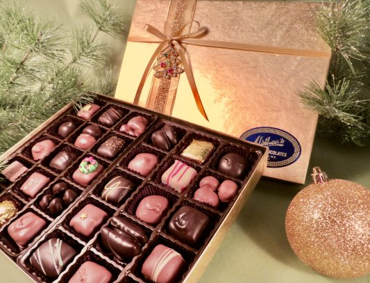 Elegant Holiday Gift box of artisan chocolates