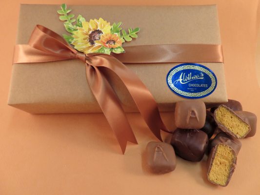 large fall decorated gift box of premium Sponge Candy