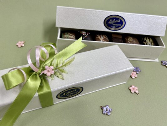 spring decorated gift box of Artisan Truffles
