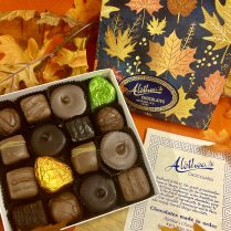 fall decorated gift box of premium Peanut Butter confections