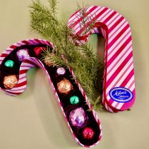 Candy cane box filled with Holiday Chocolates