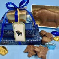 Small tower of Artisan Buffalo themed Chocolates