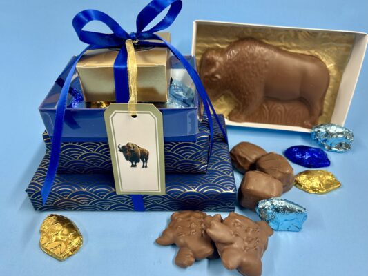 Small tower of Artisan Buffalo themed Chocolates