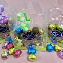 charming Easter bunny handle bag holds yummy chocolate treats