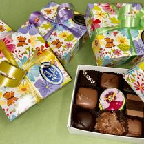 Small spring floral box of artisan chocolates
